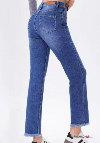 Jeans in Cotone denim con tasche con bottoni con zip - ph 2