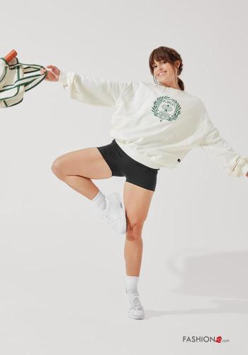 Embroidered crew neck POPFLEX oversized Cotton Sweatshirt with pockets - ph 6