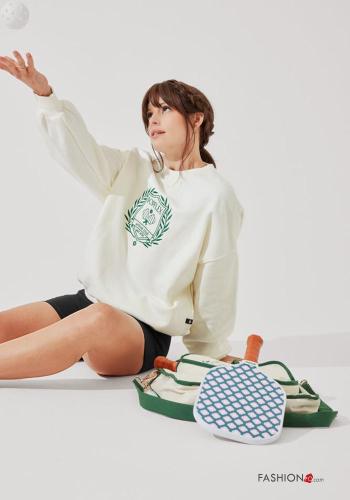 Embroidered crew neck POPFLEX oversized Cotton Sweatshirt with pockets - ph 7