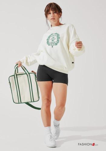 Embroidered crew neck POPFLEX oversized Cotton Sweatshirt with pockets - ph 8