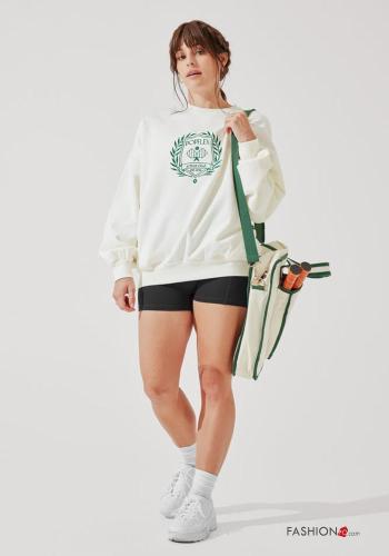 Embroidered crew neck POPFLEX oversized Cotton Sweatshirt with pockets - ph 9