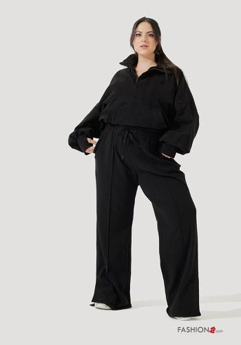 POPFLEX oversized adjustable high waist Cotton Trousers with zip with split with elastic with pockets - ph 6