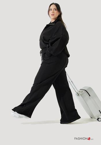 POPFLEX oversized adjustable high waist Cotton Trousers with zip with split with elastic with pockets - ph 7