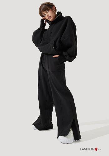 POPFLEX oversized adjustable high waist Cotton Trousers with zip with split with elastic with pockets - ph 8