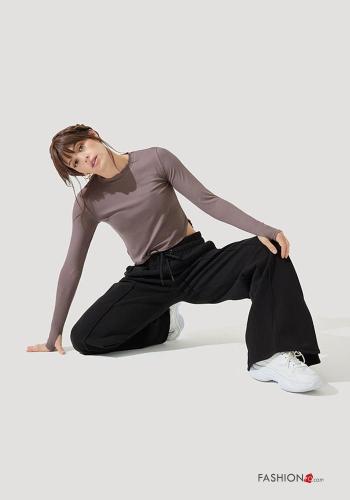 POPFLEX oversized adjustable high waist Cotton Trousers with zip with split with elastic with pockets - ph 9