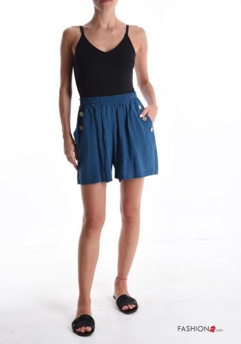 Pantaloncino Short in Lino con elastico con bottoni con tasche - ph 5