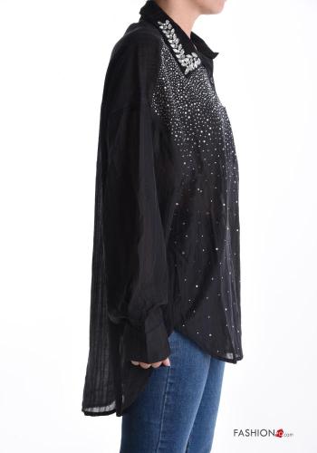Camicia maniche lunghe con colletto con bottoni con strass - ph 3