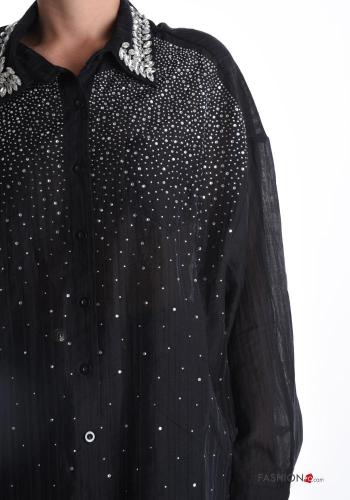 Camicia maniche lunghe con colletto con bottoni con strass - ph 4