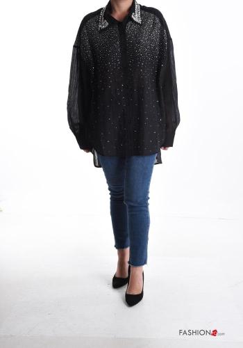 Camicia maniche lunghe con colletto con bottoni con strass - ph 5