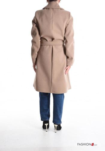 Cappotto con cintura in stoffa con tasche con fodera - ph 2