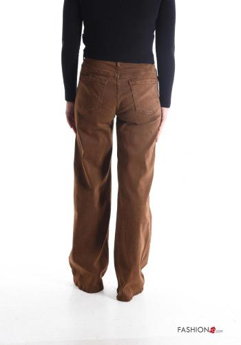 Jeans in Cotone a zampa lungo con tasche con bottoni con zip - ph 2