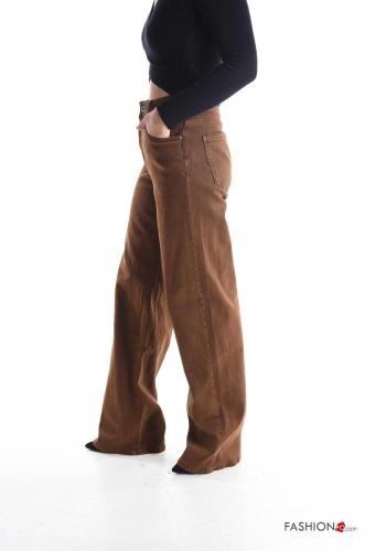 Jeans in Cotone a zampa lungo con tasche con bottoni con zip - ph 3