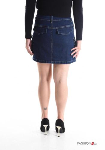 Minigonna in Cotone denim con tasche con bottoni con zip - ph 2