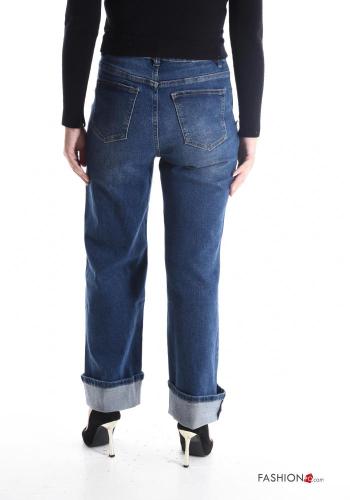 Cotton Jeans with buttons with pockets with rhinestones with zip - ph 2