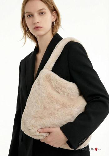 faux fur Bag with shoulder strap with chain - ph 1
