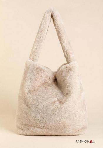 faux fur Bag with shoulder strap with chain - ph 3