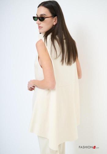 Blusa in Cotone senza maniche asimmetrico a collo alto - ph 2