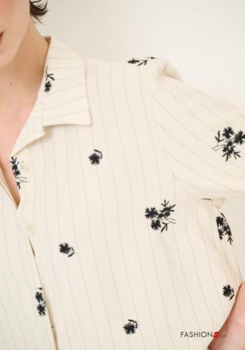 Camicia con colletto Fantasia ricamata con bottoni maniche a tre quarti - ph 2