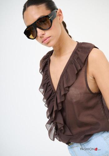 sleeveless Cotton Top with flounces with v-neck - ph 2