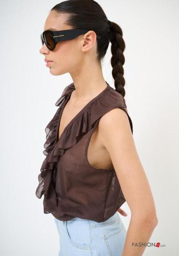sleeveless Cotton Top with flounces with v-neck - ph 3