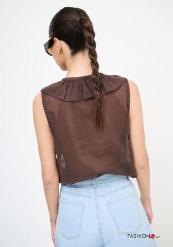 sleeveless Cotton Top with flounces with v-neck - ph 4