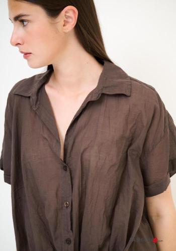 short sleeve with collar oversized Cotton Shirt with buttons - ph 2