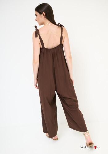 Jumpsuit scollato sulla schiena regolabile wide leg con fiocco scollo a V - ph 4