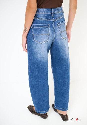 Denim Jeans aus Baumwolle mit Knöpfen mit Reißverschluss mit Taschen - ph 5