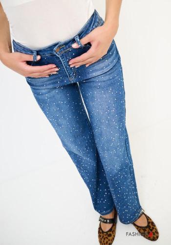 denim Cotton Jeans with rhinestones - ph 2
