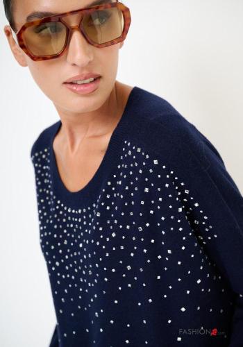 Maglione in Misto Lana maniche lunghe girocollo con strass - ph 2