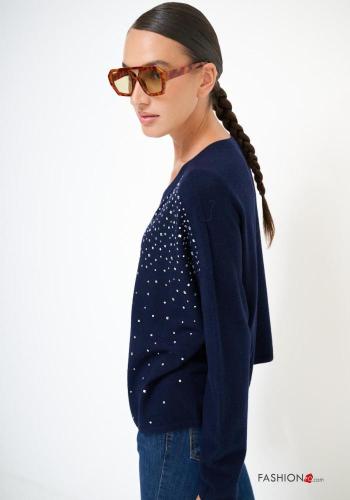 Maglione in Misto Lana maniche lunghe girocollo con strass - ph 3