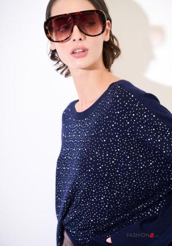 Maglione in Misto Lana maniche lunghe girocollo con strass - ph 2