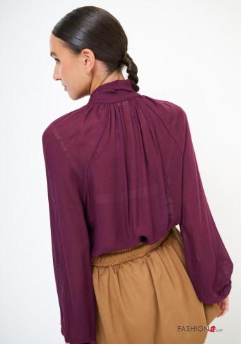 long sleeve Wool Mix Blouse with bow - ph 3