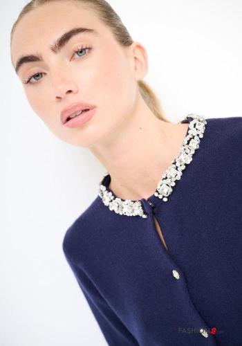 Cardigan maniche lunghe girocollo con bottoni con strass - ph 2
