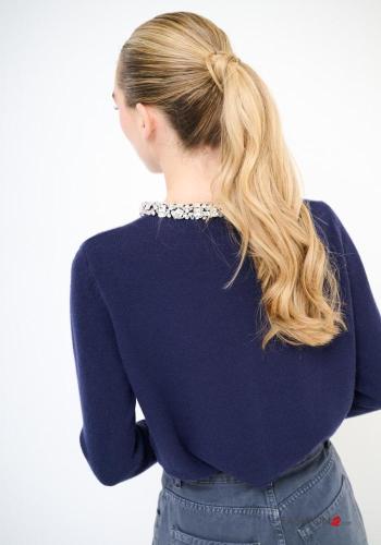 Cardigan maniche lunghe girocollo con bottoni con strass - ph 3