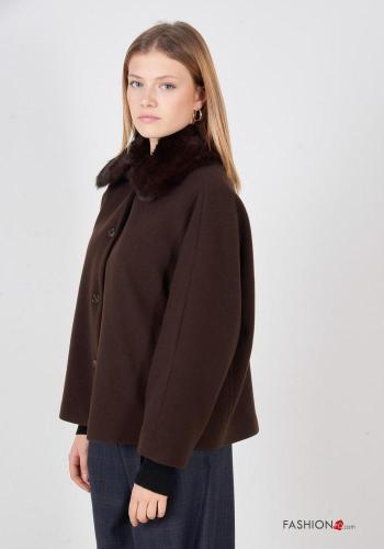 faux fur long sleeve Coat with buttons - ph 3
