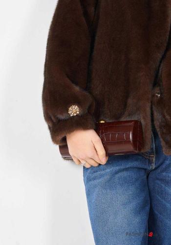 Manteau en Fausse Fourrure à boutons à capuche avec strass - ph 3