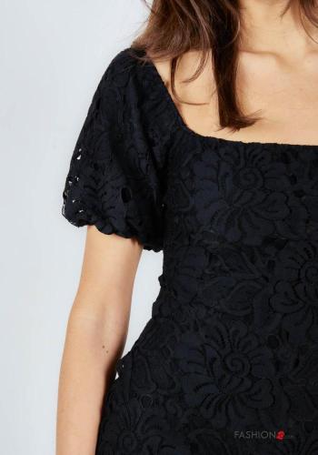 Abito in Cotone maniche corte maniche a palloncino scollato sulla schiena - ph 2