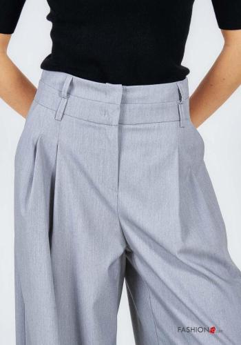 Pantalone vita alta wide leg con tasche con bottoni con zip - ph 2