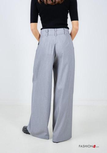 Pantalone vita alta wide leg con tasche con bottoni con zip - ph 4