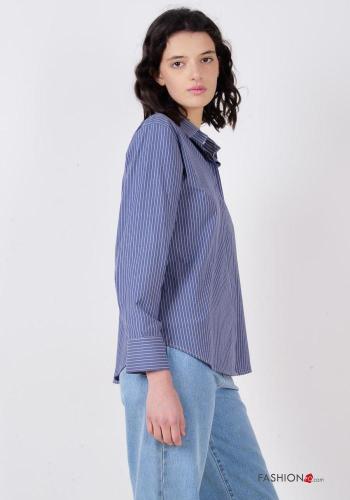 Camicia in Cotone maniche lunghe con colletto Fantasia righe con bottoni - ph 2