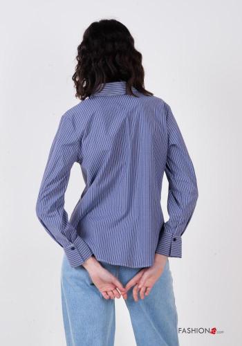 Camicia in Cotone maniche lunghe con colletto Fantasia righe con bottoni - ph 3