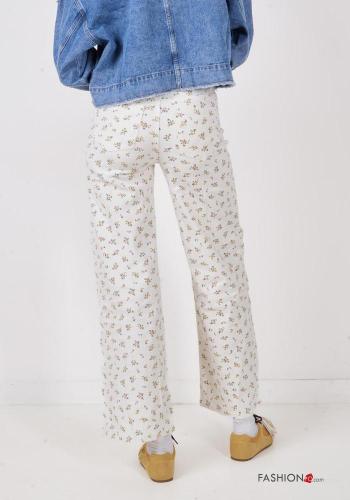 Jeans in Cotone Fantasia floreale con tasche con bottoni con zip - ph 4