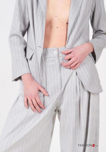 Pantalone wide leg Fantasia righe con tasche con bottoni con zip - ph 2