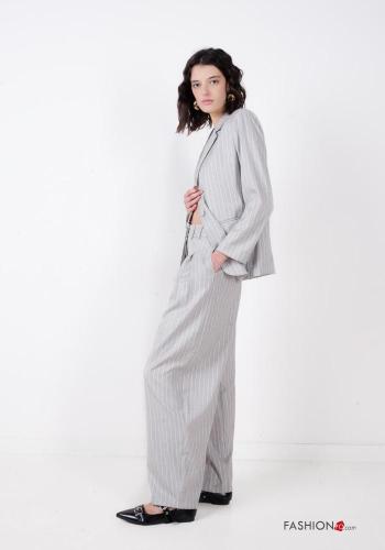 Pantalone wide leg Fantasia righe con tasche con bottoni con zip - ph 3