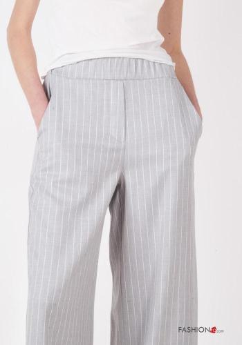 Pantalone wide leg Fantasia righe con tasche con elastico - ph 2