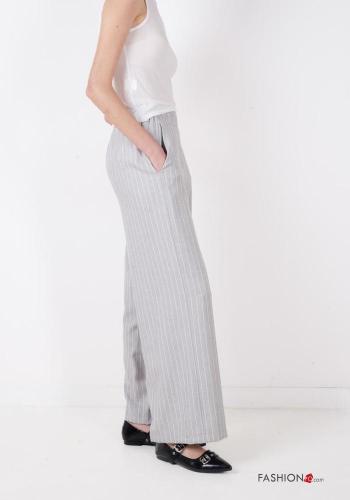 Pantalone wide leg Fantasia righe con tasche con elastico - ph 3