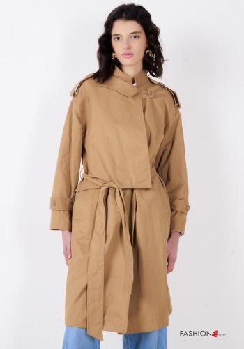 Trench in Cotone maniche lunghe con cintura in stoffa con bottoni con tasche - ph 2
