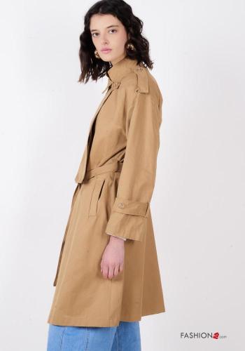 Trench in Cotone maniche lunghe con cintura in stoffa con bottoni con tasche - ph 3