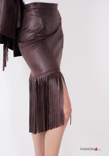 Gonna ecopelle con zip con frange - ph 2